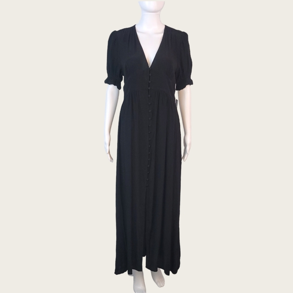Express Button Down Short Sleeve Maxi Dress Black Size Small - Picture 2 of 10